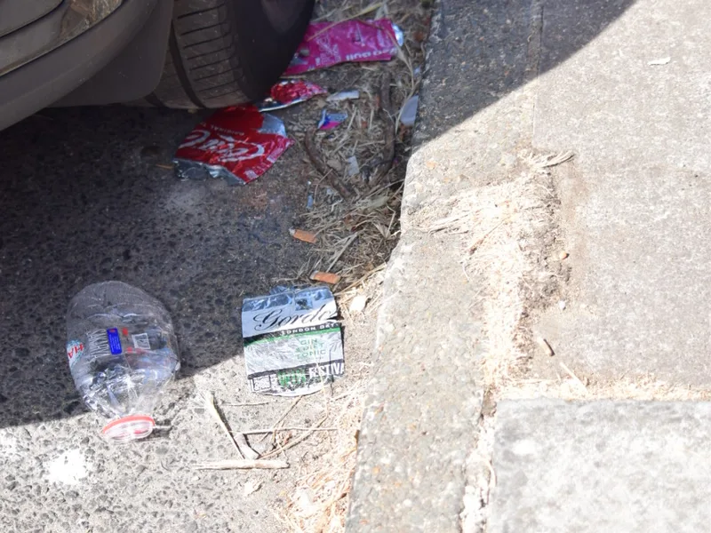 Example of Grade C: Widespread distribution of litter and/or refuse with minor accumulations. Photographed on Penrith Road.